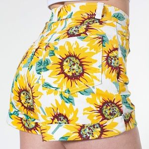 American Apparel High Wasted Sunflower Shorts